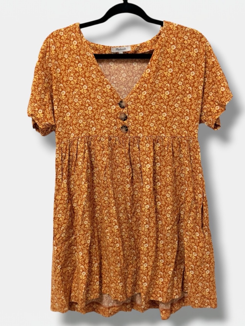 Boho Babydoll Mini Dress Floral Cottagecore Prairie Festival Dress Small